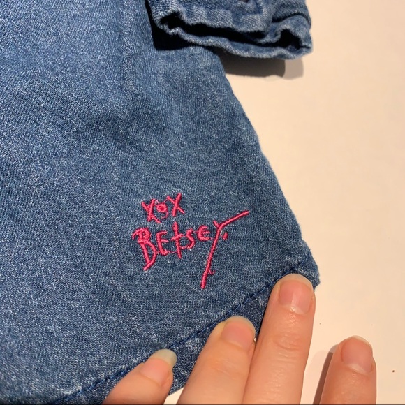 Betsey Johnson denim button up 100% cotton shirt - Picture 3 of 7